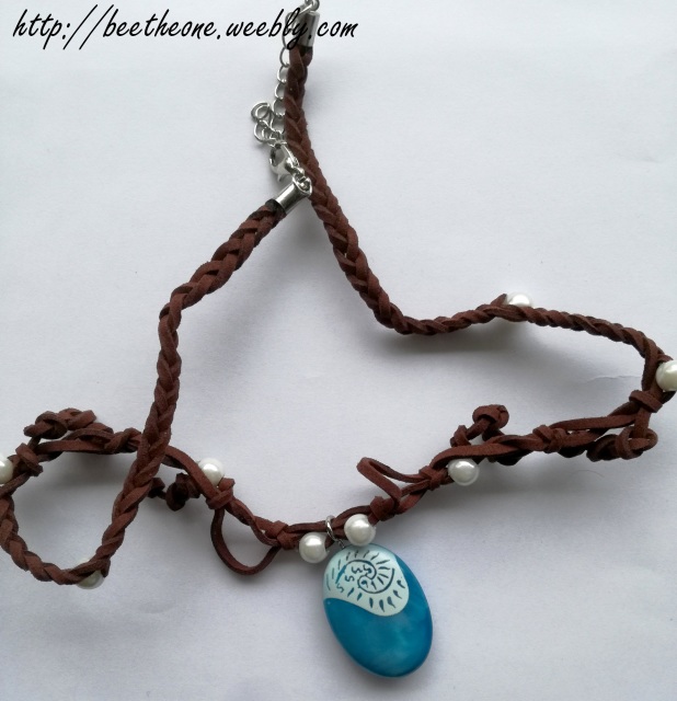 Collier pendentif cabochons en verre Coeur de l'océan ou Coeur de Te Fiti  Vaiana / Moana - Marque Zambara